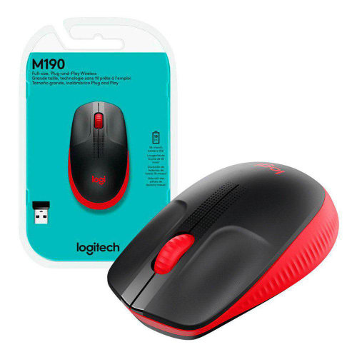 MOUSE LOGITECH M190 INALÁMBRICO ROJO